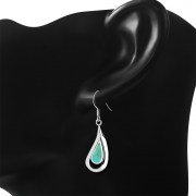 Turquoise Drop Sterling Silver Earrings, e388